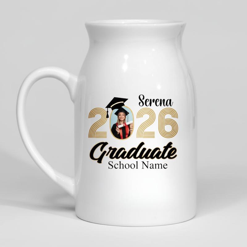Personalized Photo Graduation 2026 Ceramic Flower Vase - Best Gift Smart