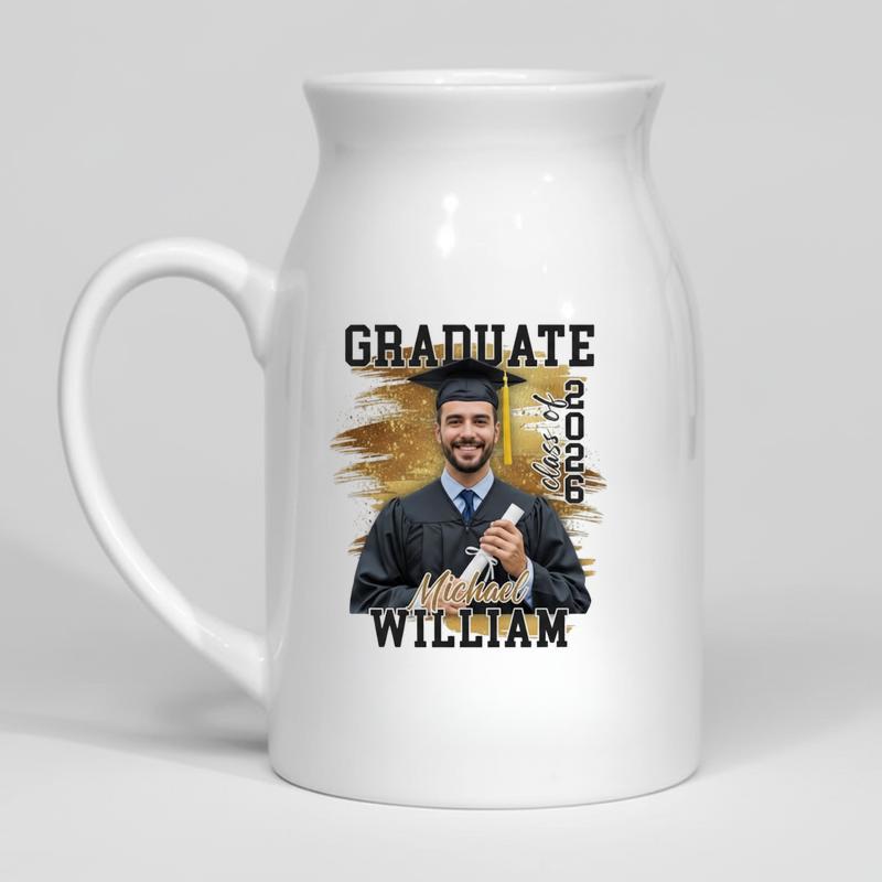 Senior 2026 Custom Photo, Graduation Ceramic Flower Vase - Best Gift Smart