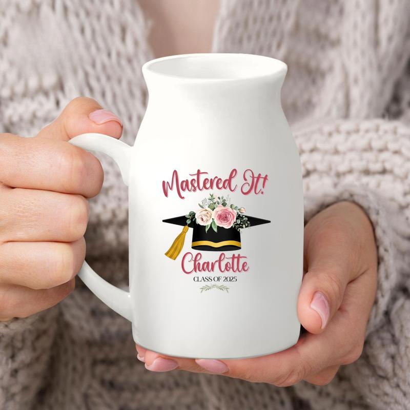 Custom Masters Degree, Graduation Ceramic Flower Vase