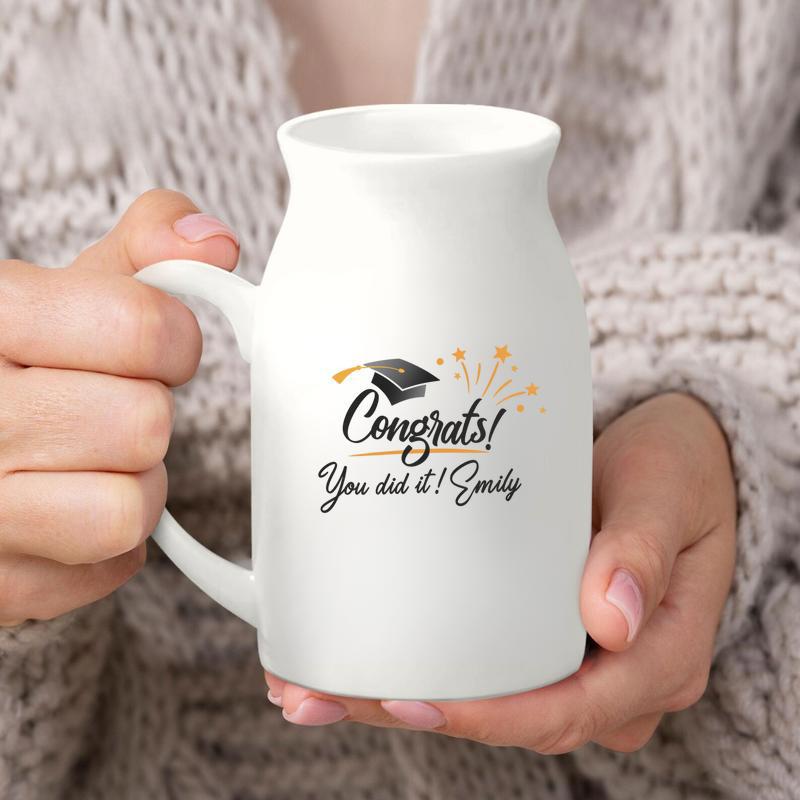 Personalized Congrats Grad Ceramic Flower Vase