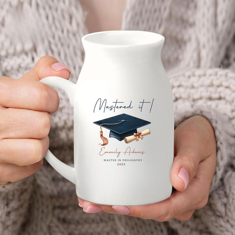 Personalized Masters Degree Graduation Ceramic Flower Vase