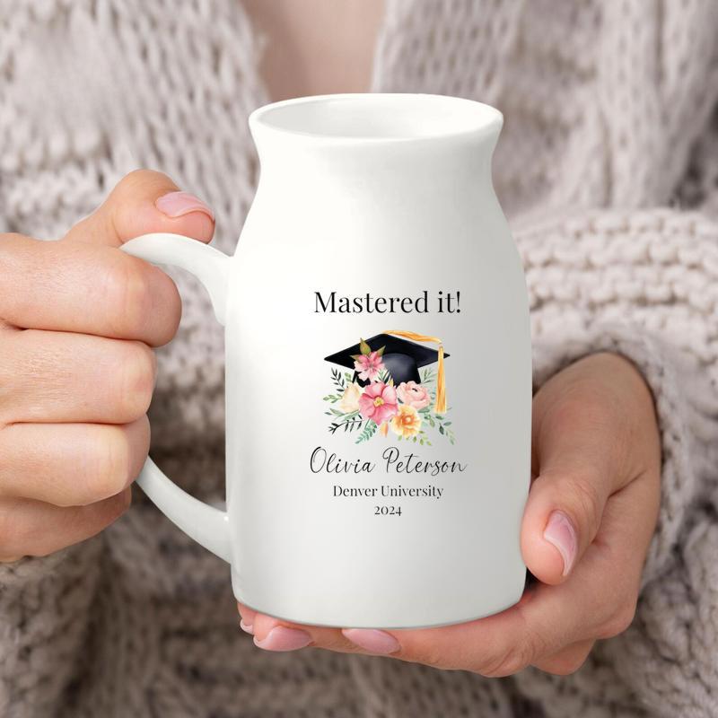 Personalized Master's Degree Graduation Ceramic Flower Vase