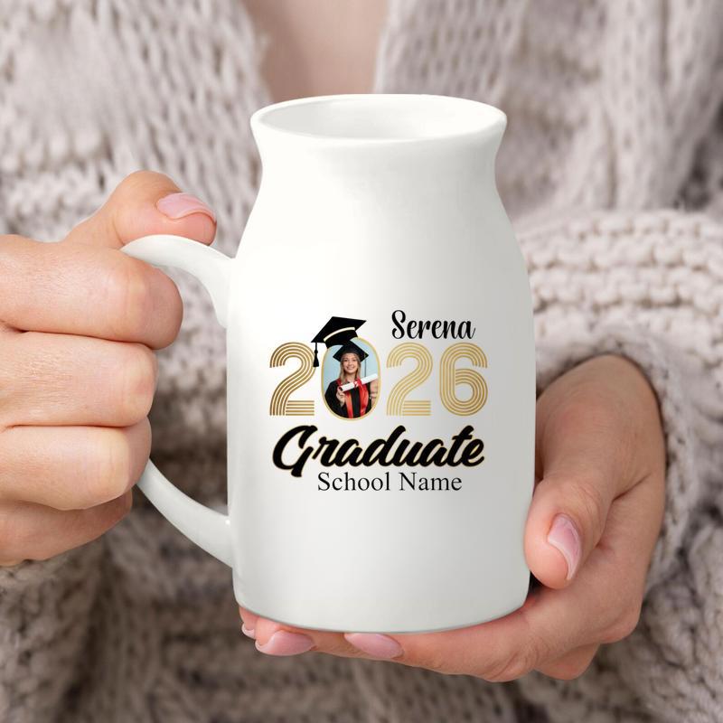 Personalized Photo Graduation 2026 Ceramic Flower Vase