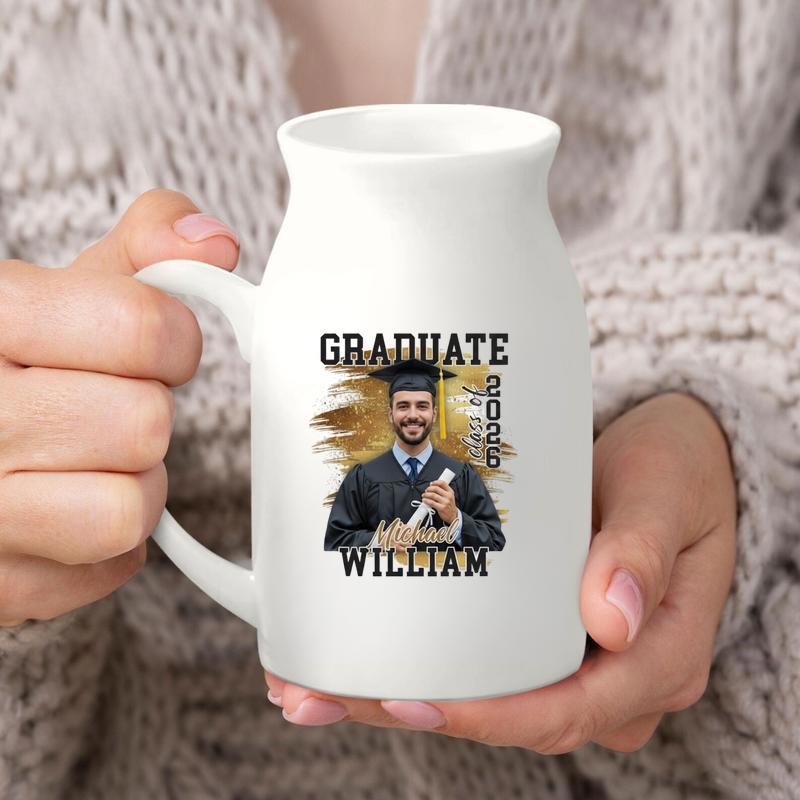 Senior 2026 Custom Photo, Graduation Ceramic Flower Vase