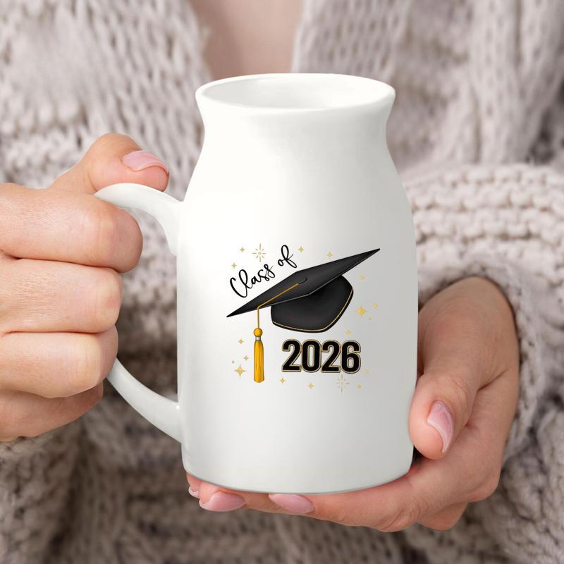Simple Class Of 2026, Graduation Ceramic Flower Vase