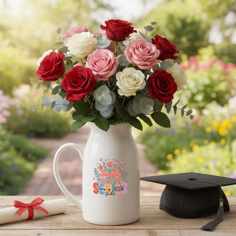 Colorful Personalized Senior Year Graduation Ceramic Flower Vase
