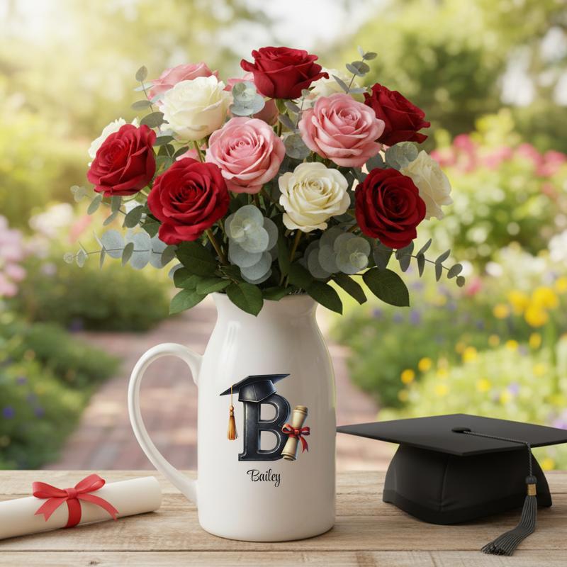 Personalized Graduation, Niversity Initial For Senior 2026 Keepsake Ceramic Flower Vase