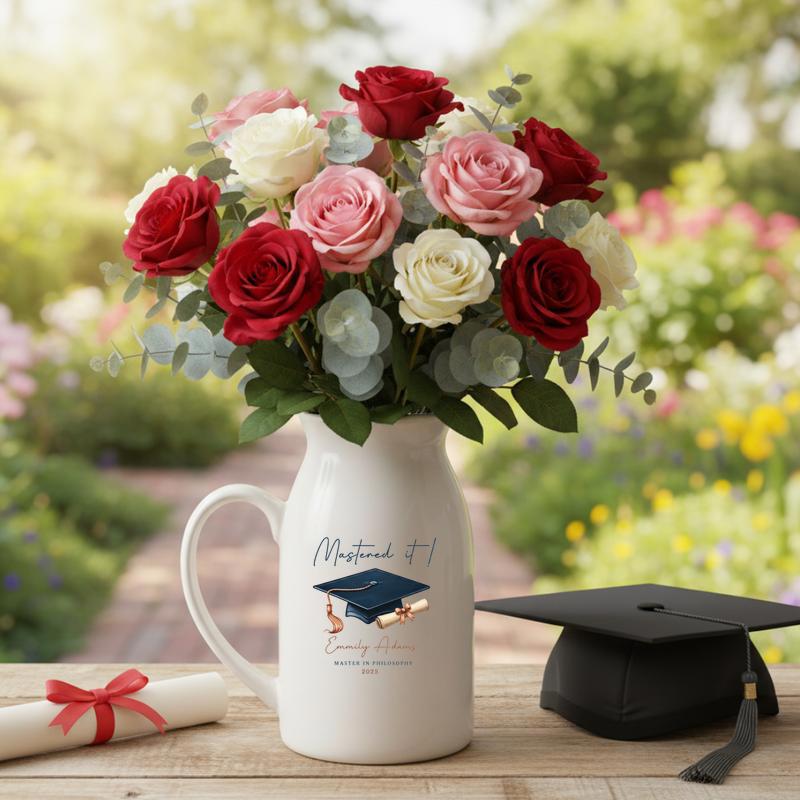Personalized Masters Degree Graduation Ceramic Flower Vase