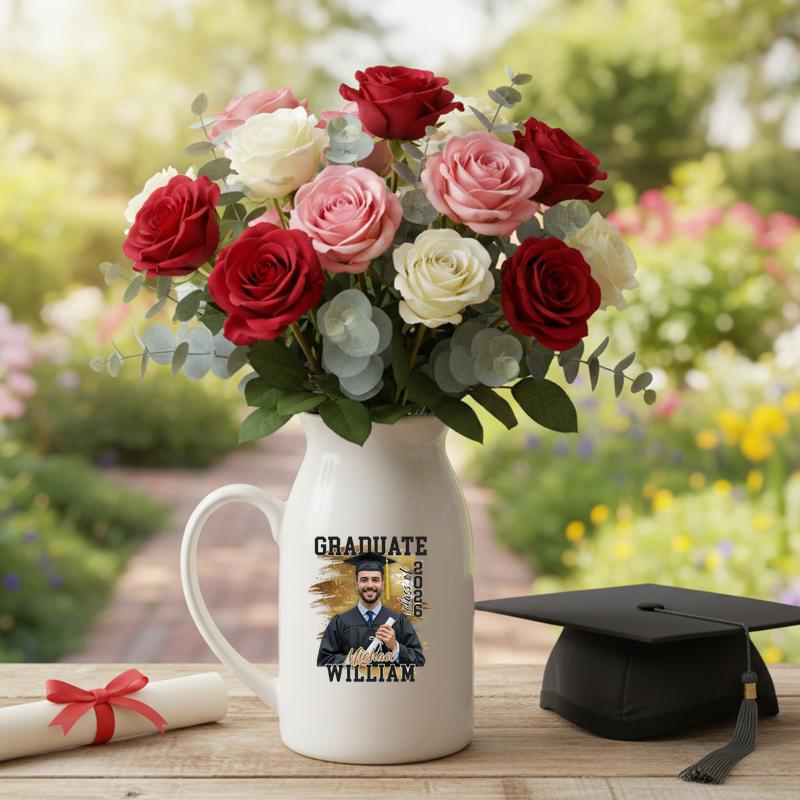 Senior 2026 Custom Photo, Graduation Ceramic Flower Vase