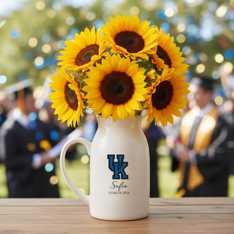 Custom College Logo Graduation Ceramic Flower Vase