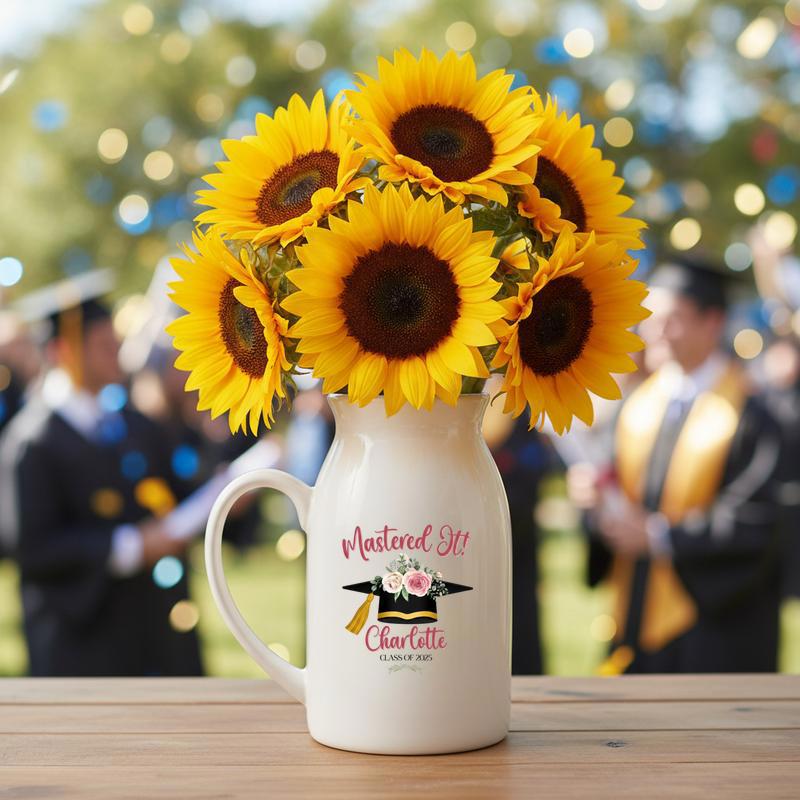 Custom Masters Degree, Graduation Ceramic Flower Vase