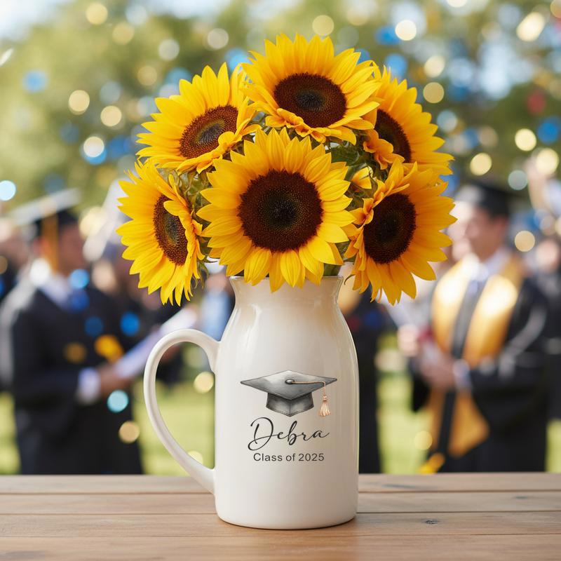 Elegant Personalized Graduation Ceramic Flower Vase