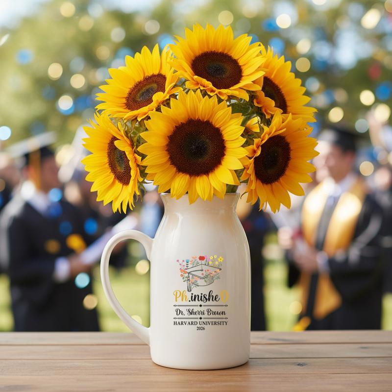 Floral Phinished Doctor, Custom PhD Graduation Ceramic Flower Vase