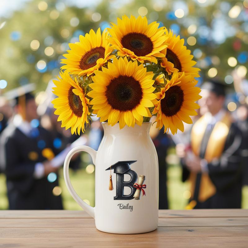 Personalized Graduation, Niversity Initial For Senior 2026 Keepsake Ceramic Flower Vase
