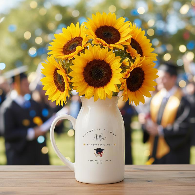 Personalized Graduation Vase With Name And Year Custom University Ceramic Flower Vase