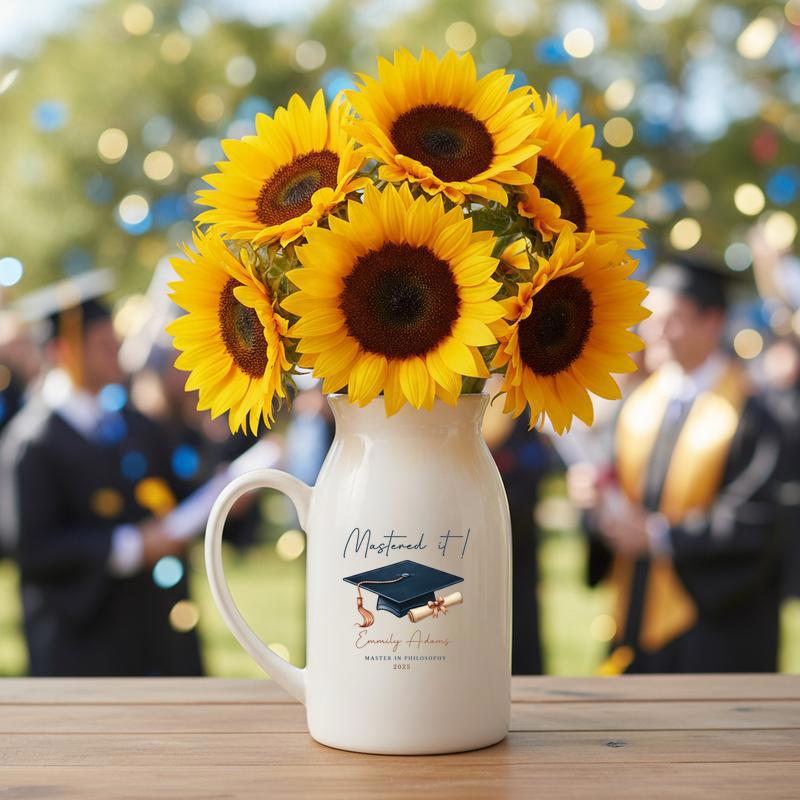 Personalized Masters Degree Graduation Ceramic Flower Vase