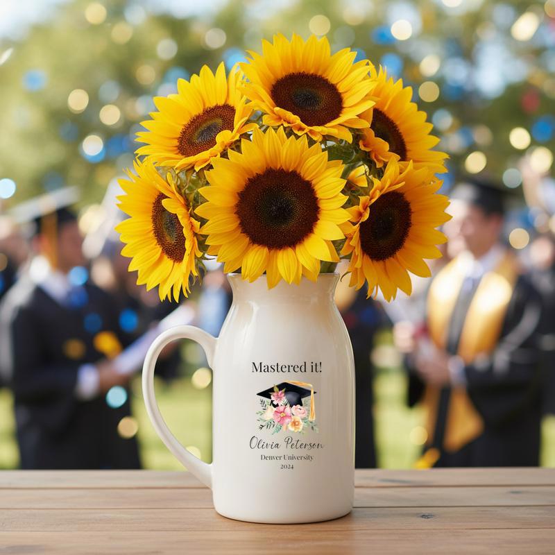 Personalized Master's Degree Graduation Ceramic Flower Vase