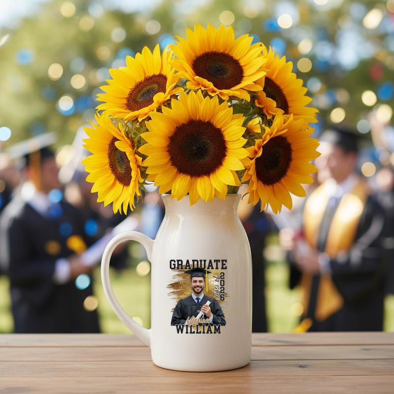 Senior 2026 Custom Photo, Graduation Ceramic Flower Vase