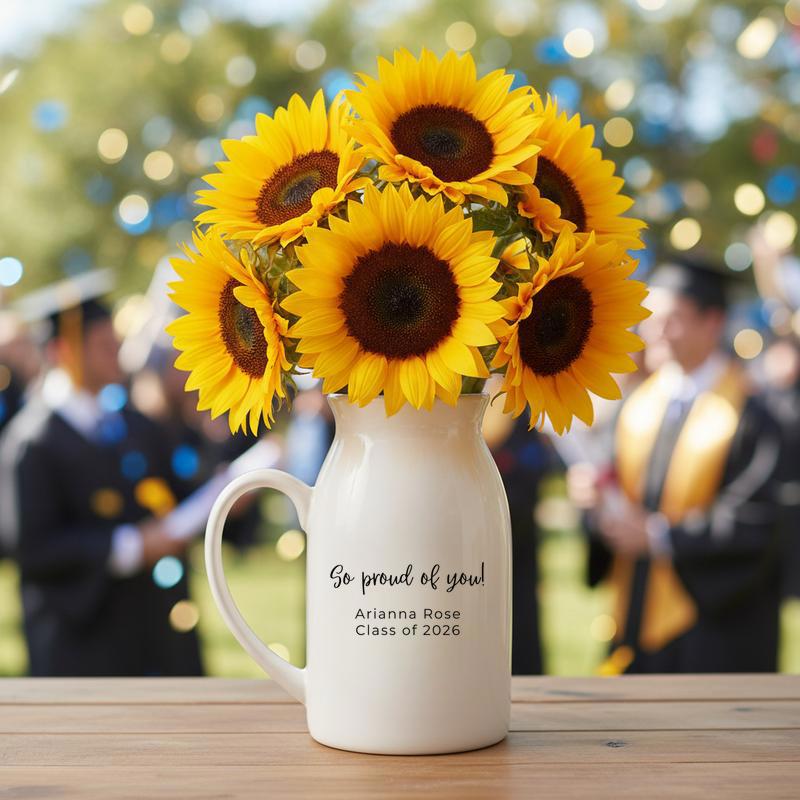 So Proud Of You Daughter – Personalized Graduation Ceramic Flower Vase