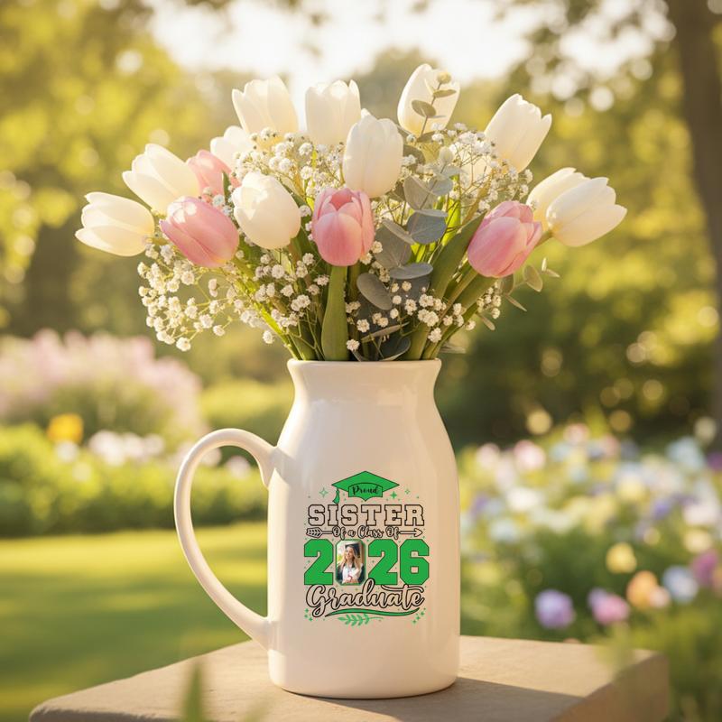 Customized Class Of 2026 Graduation Ceramic Flower Vase