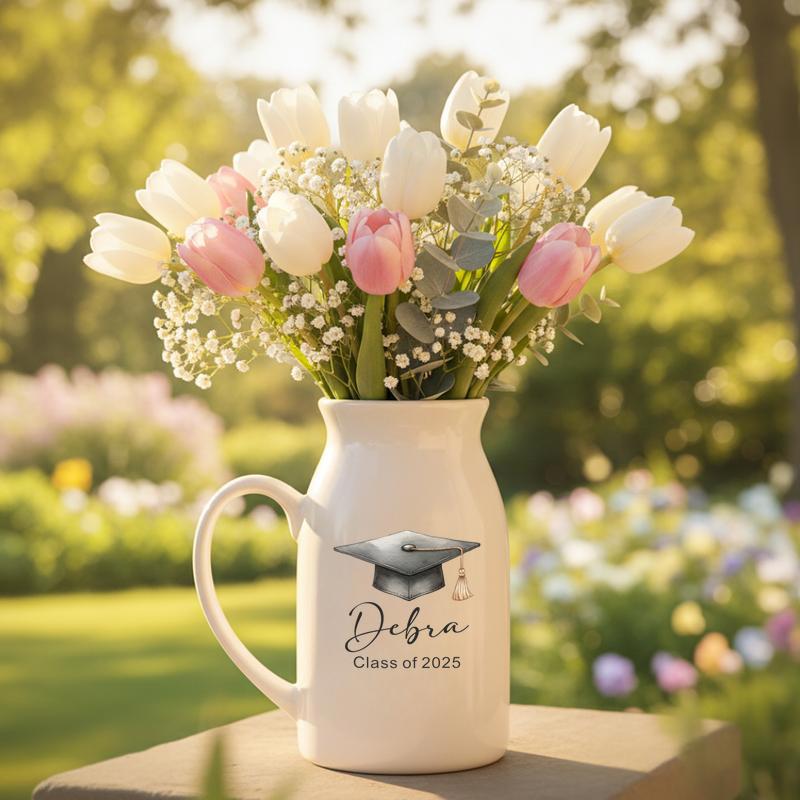 Elegant Personalized Graduation Ceramic Flower Vase