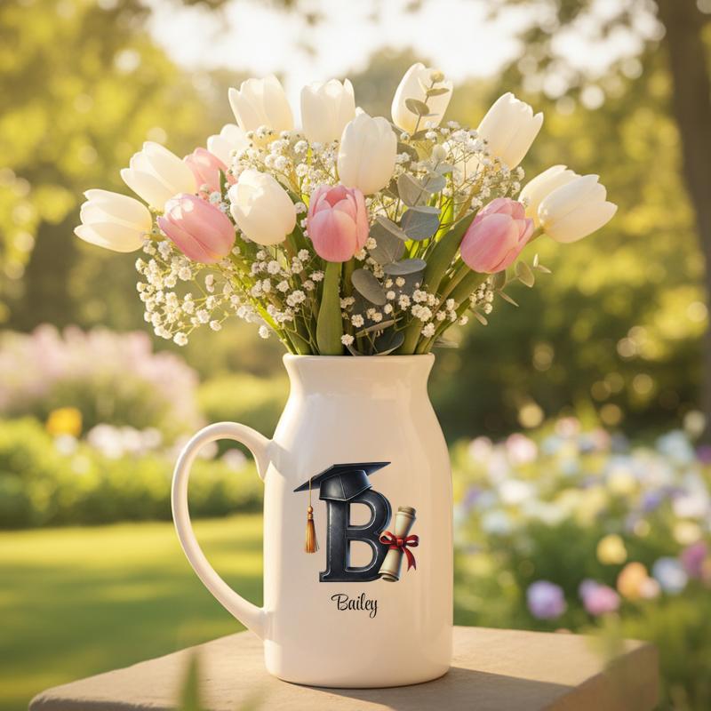 Personalized Graduation, Niversity Initial For Senior 2026 Keepsake Ceramic Flower Vase