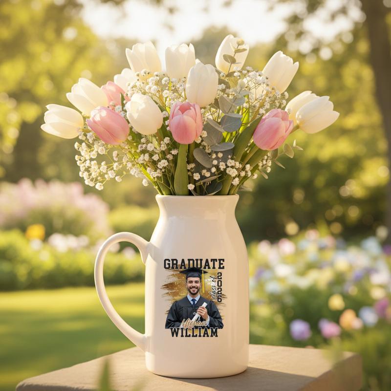 Senior 2026 Custom Photo, Graduation Ceramic Flower Vase