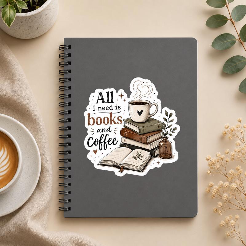 All I Need Is Books And Coffee - Book Lover Aesthetic Sticker - Bookorys