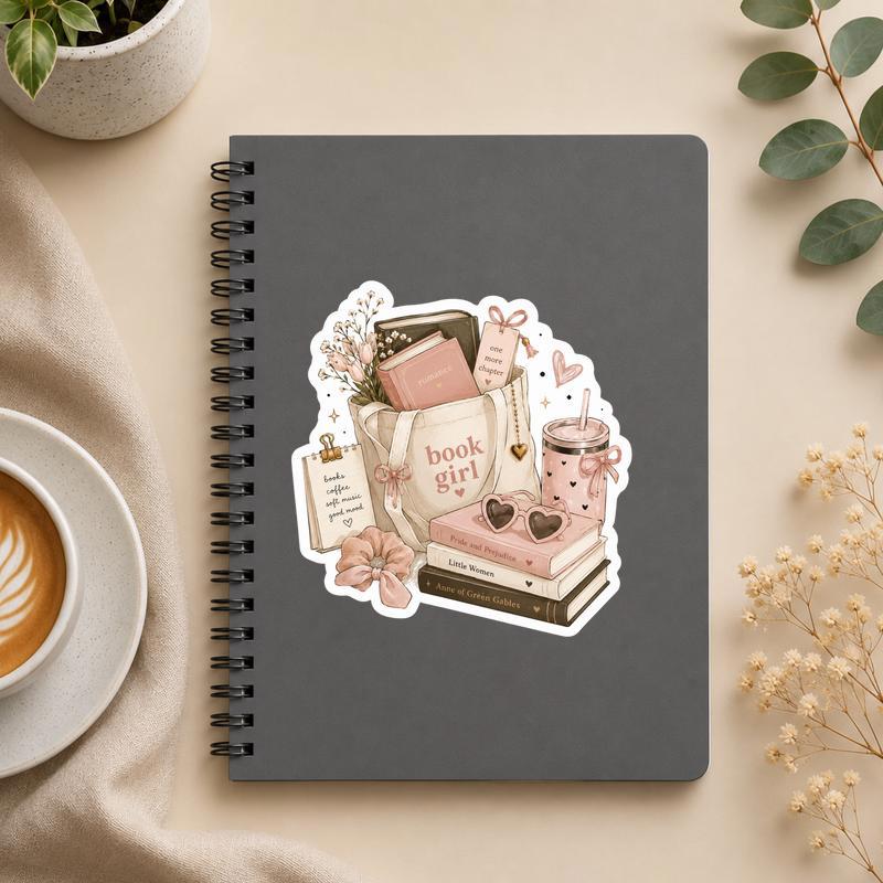 Book Girl Era - Pink Coquette Reader Aesthetic Sticker - Bookorys