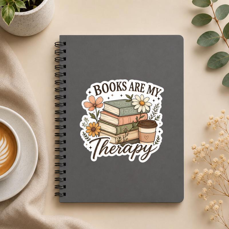 Books Are My Therapy - Cozy Floral Reader Sticker - Bookorys