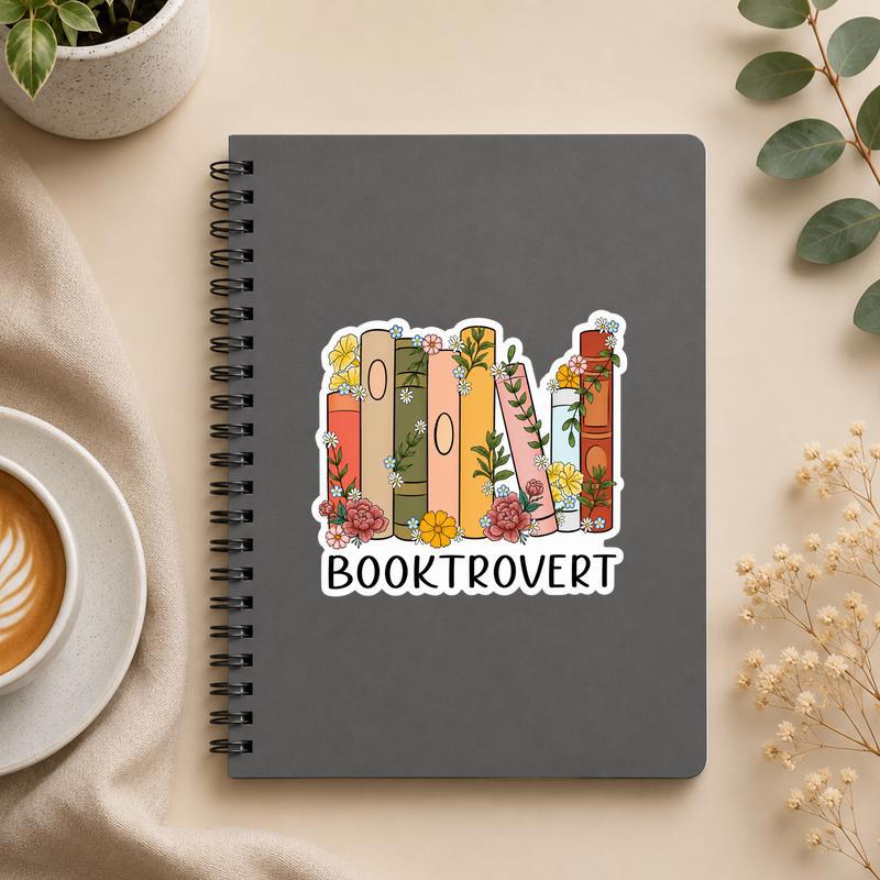 Booktrovert - Floral Book Lover Introvert Aesthetic Sticker - Bookorys