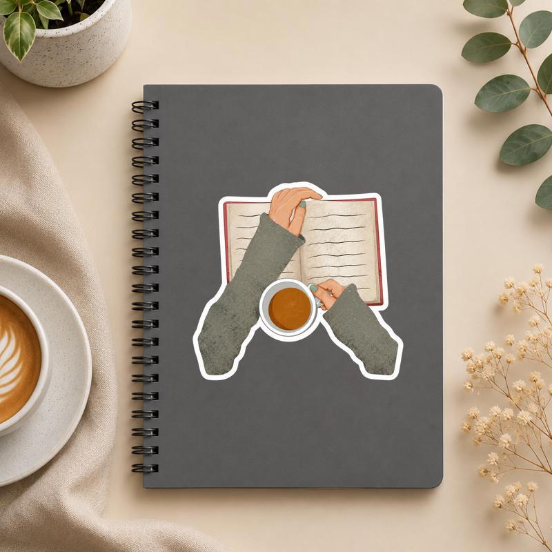 Cozy Reading Ritual - Coffee And Book Sticker - Bookorys