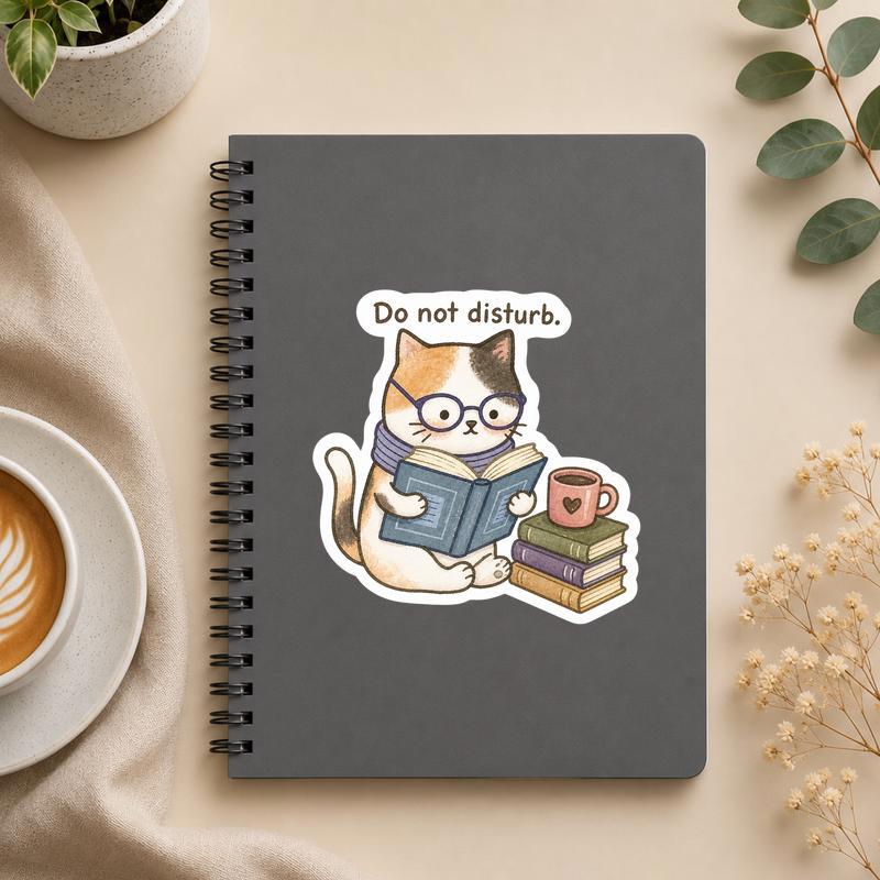Do Not Disturb - Cute Cat Reading Sticker - Bookorys