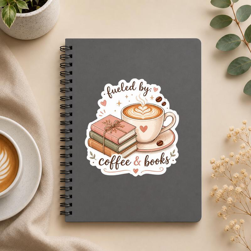 Fueled By Coffee And Books - Book Lover Sticker - Bookorys