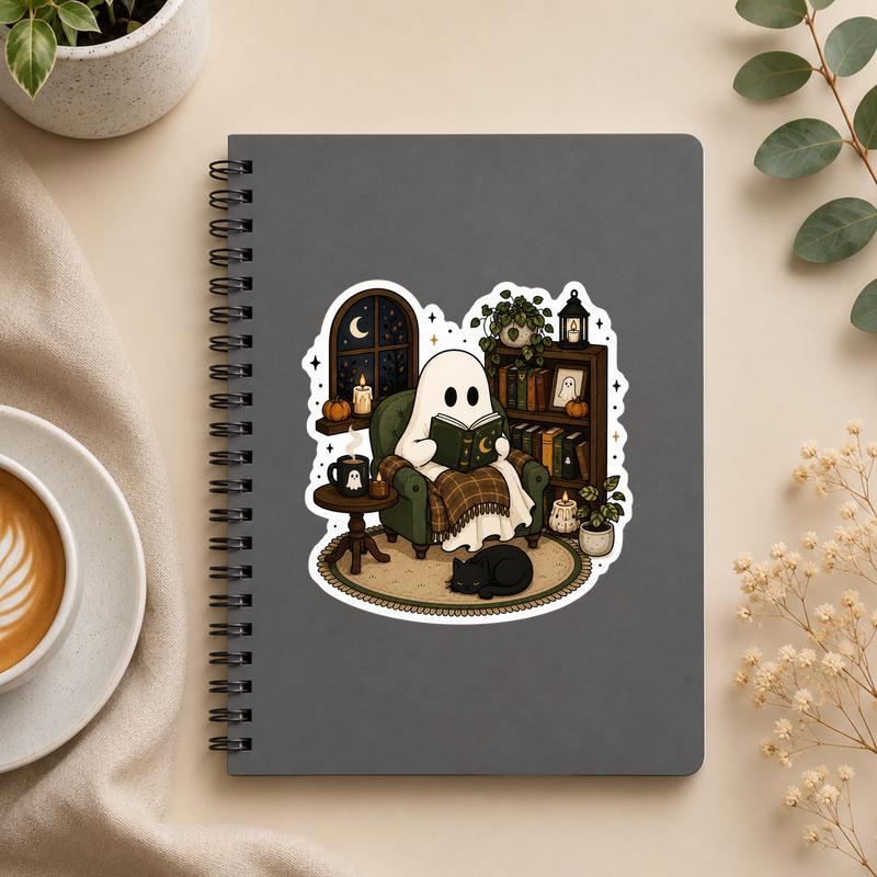 Haunted Reading Nook - Cozy Ghost Book Club Sticker - Bookorys