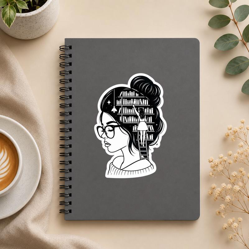 Her Mind Is A Library - Reader Girl Sticker - Bookorys