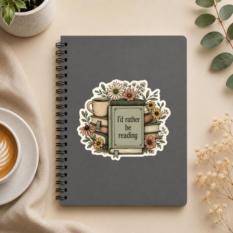 I’d Rather Be Reading - Floral Book Lover Sticker - Bookorys