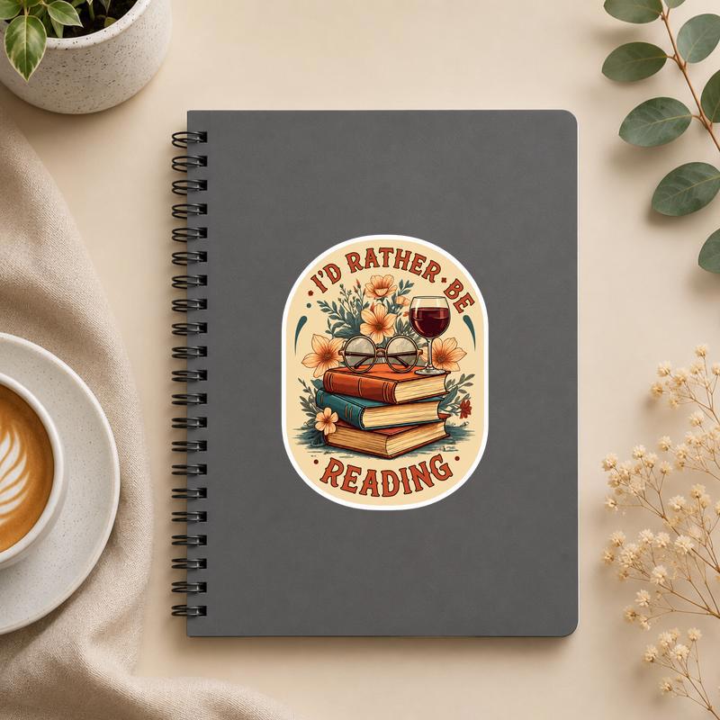 I’d Rather Be Reading - Vintage Book Lover Aesthetic Sticker - Bookorys