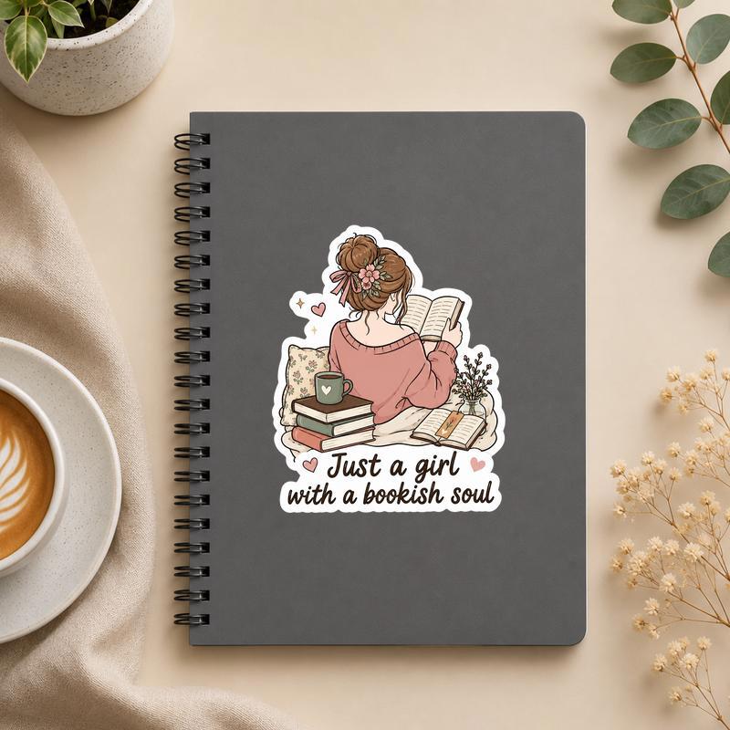 Just A Girl With A Bookish Soul - Cottagecore Reading Sticker - Bookorys