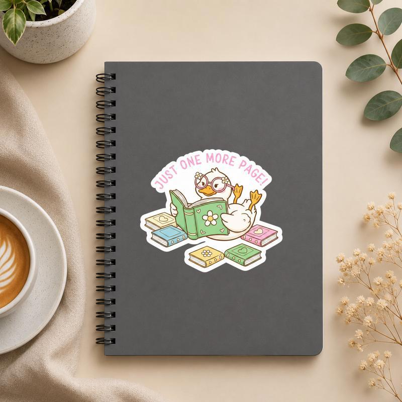 Just One More Page - Cute Duck Reading Sticker - Bookorys