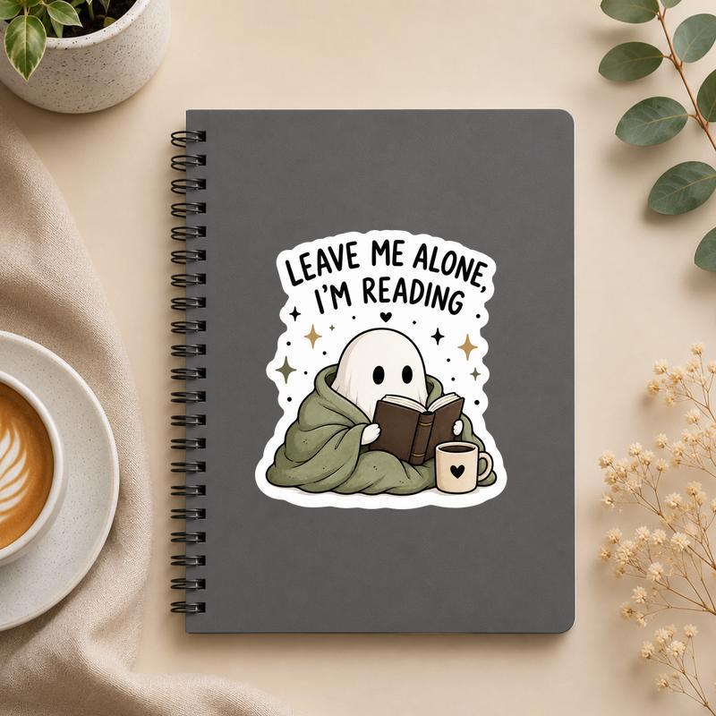 Leave Me Alone I’m Reading - Cozy Introvert Ghost Sticker - Bookorys