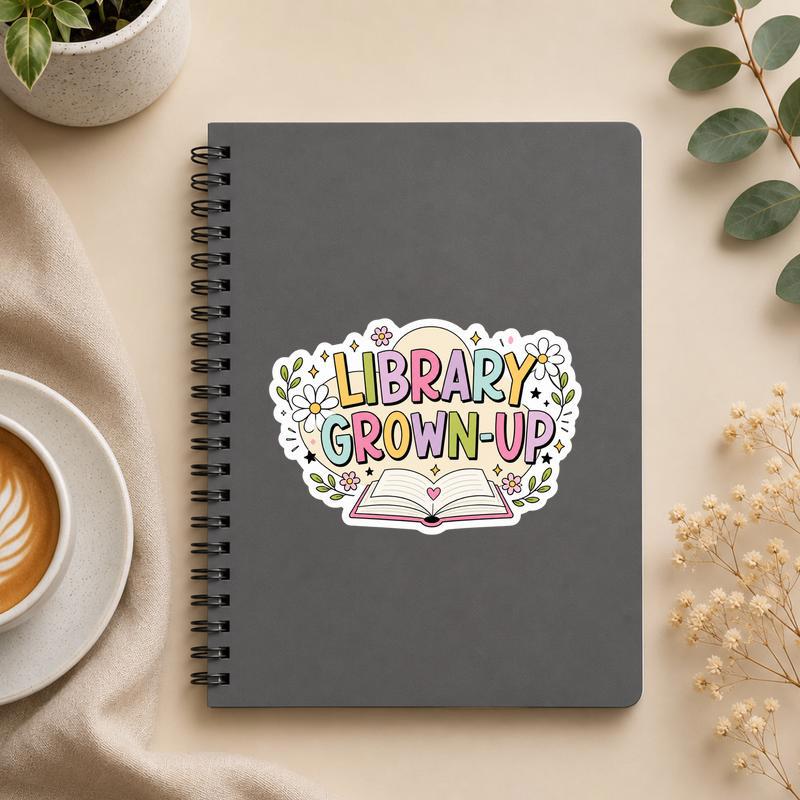 Library Grown Up Sticker - Cute Retro Book Lover Decal - Bookorys
