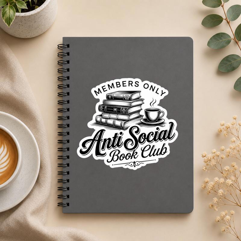 Members Only Anti Social Book Club - Introvert Reader Sticker - Bookorys