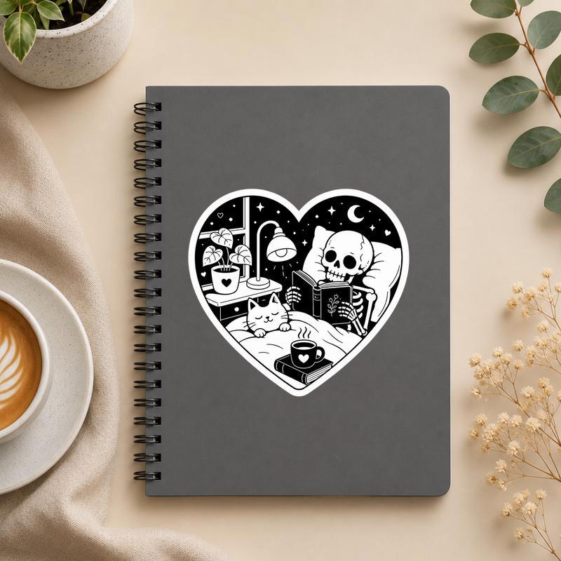 Midnight Reader Club - Cozy Skeleton Book Nook Sticker - Bookorys