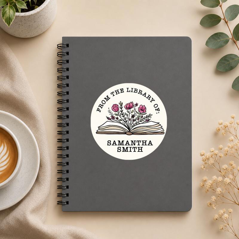 Personalized Floral Library Sticker - Gift For Book Lovers - Bookorys