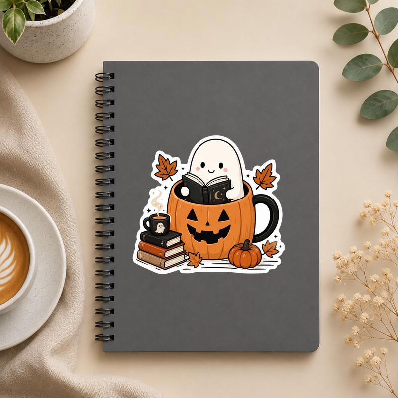 Pumpkin Spice And Ghost Stories - Autumn Book Lover Sticker - Bookorys