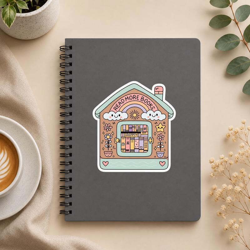 Read More Books Sticker - Cute Pastel Library House Decal - Bookorys