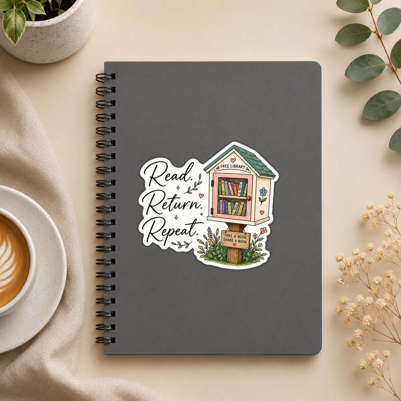 Read Return Repeat Sticker - Little Free Library Book Decal - Bookorys
