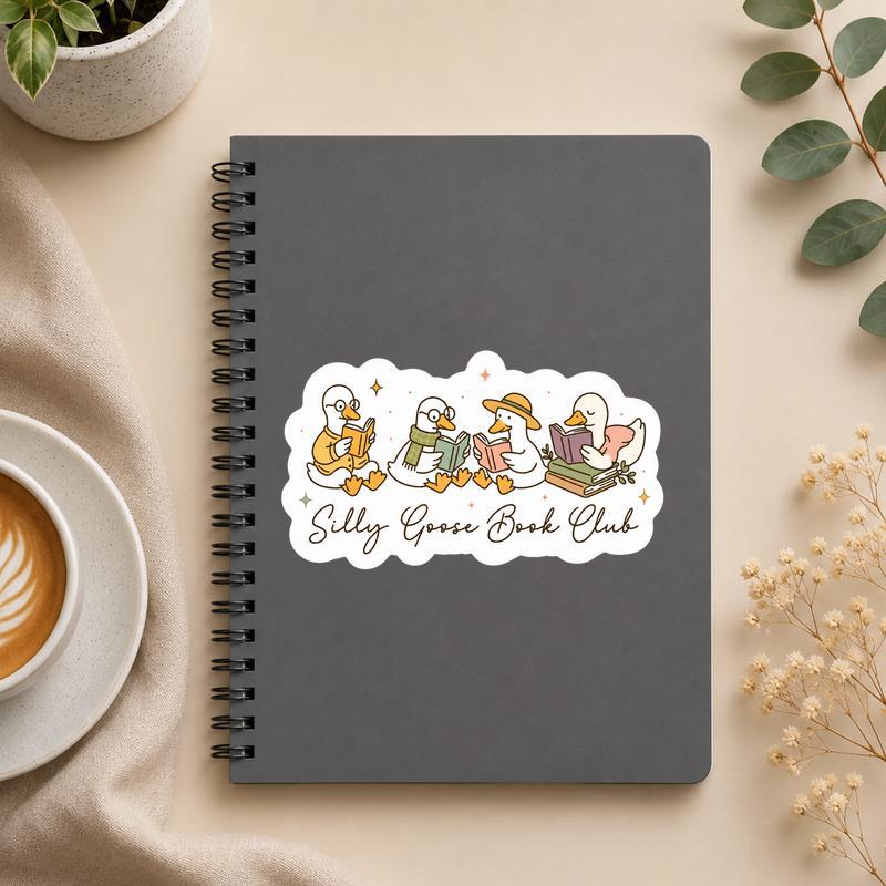 Silly Goose Book Club - Cute Reading Goose Sticker - Bookorys