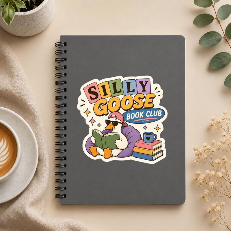Silly Goose Book Club - Funny Retro Book Sticker - Bookorys